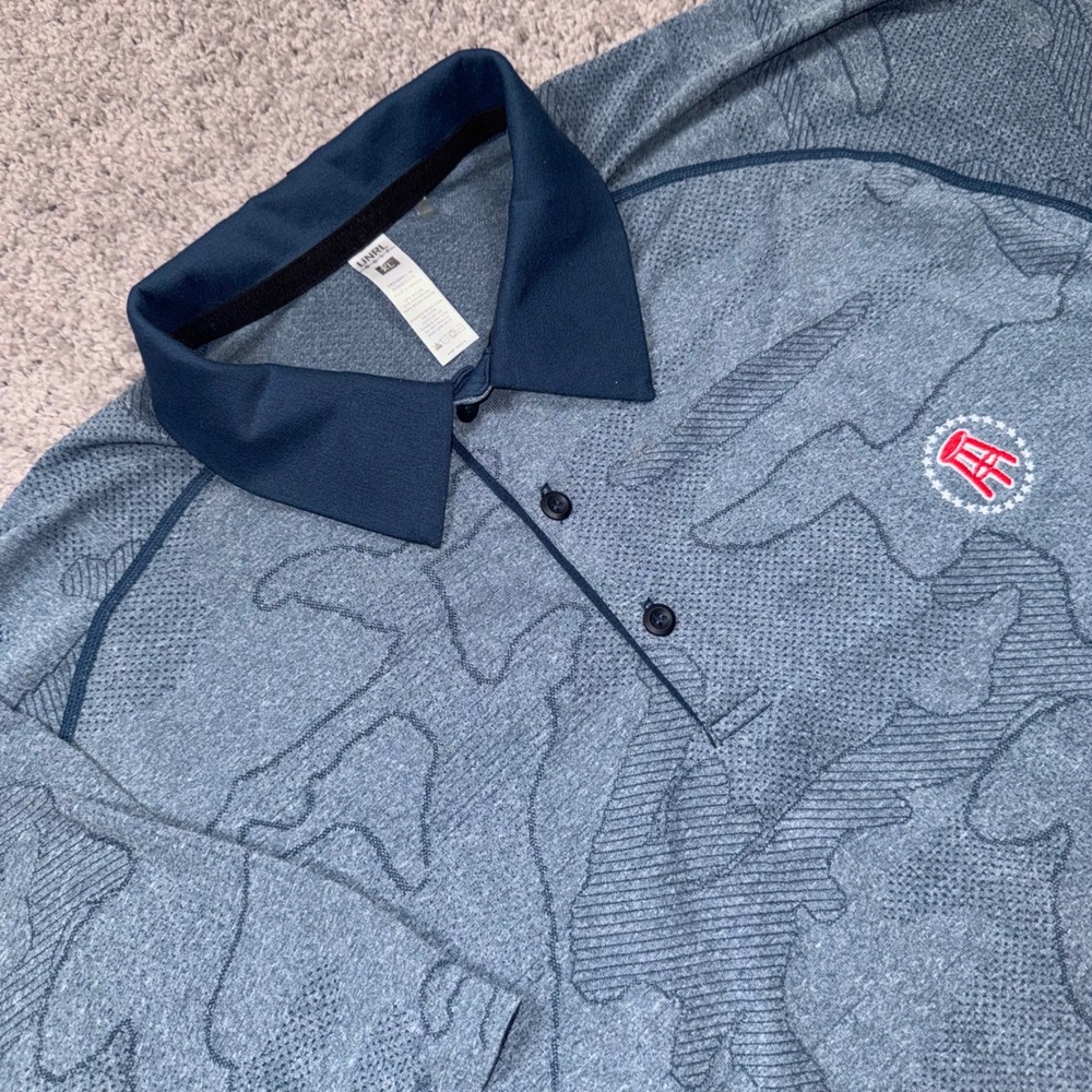UNRL Golf Barstool Sports Polo Mens Jacquard Camo Blue XL GOOD